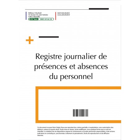 Registre journalier présences et des absences du personnel