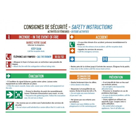 Consignes de sécurité activités extérieures