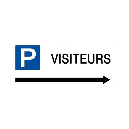 Autocollant vinyl - Parking visiteurs flèche droite  - L.200x H.150 mm