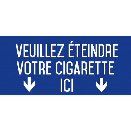 Veuillez éteindre votre cigarette ici bleu - Autocollant vinyl waterproof - L.200 x H.100 mm